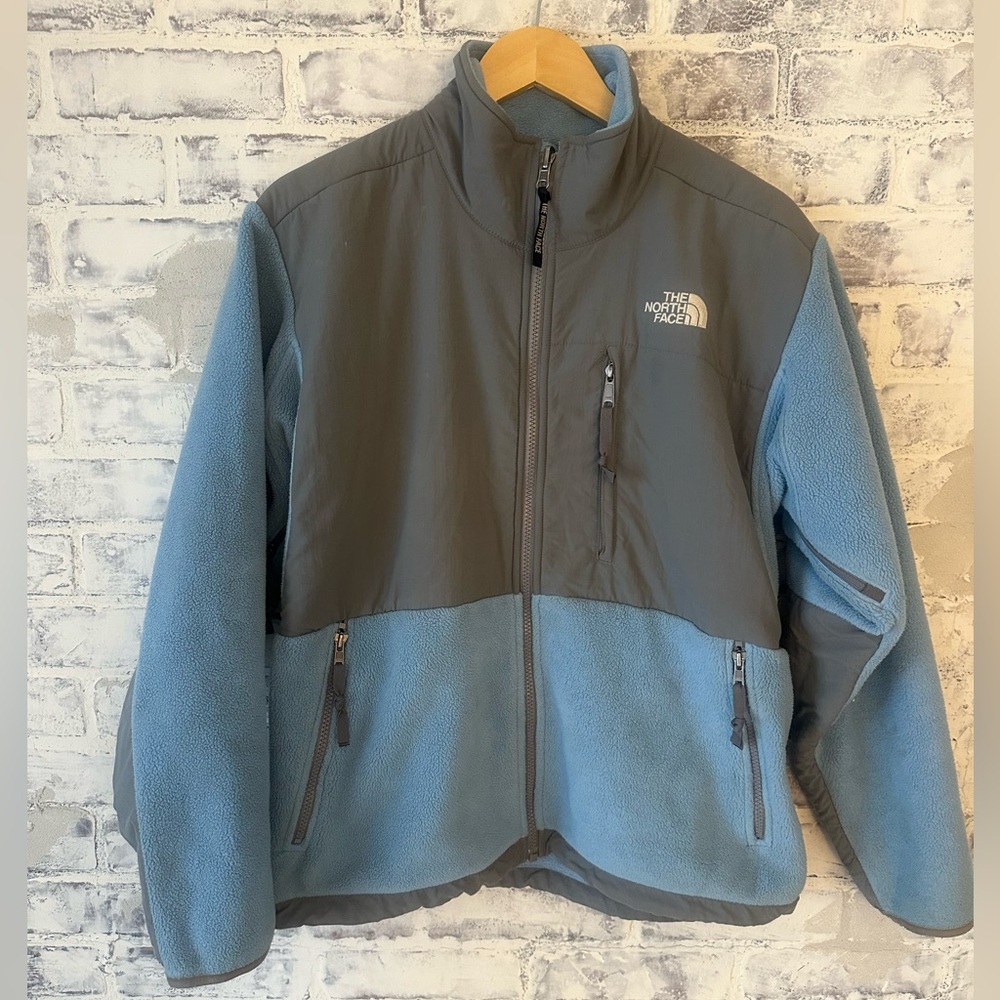 Vintage y2k North Face Denali Fleece Baby Blue / Gray + FREE scarf